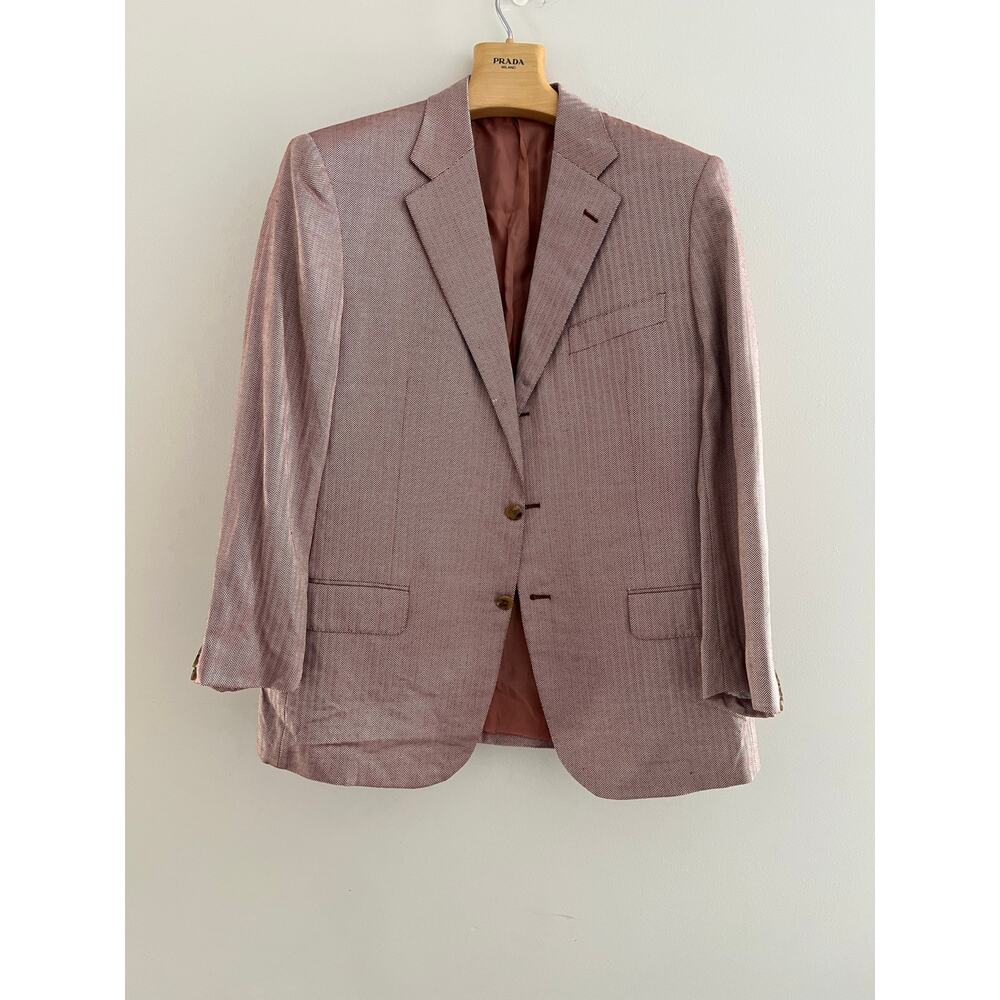 Vintage Belvest Italian Men’s Suit Blazer Jacket Red Silk 120s Wool Size 52IT